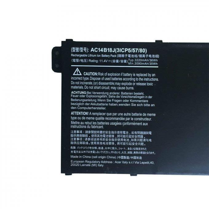 Laptop-interne Batterie des Ersatz-AC14B18J für Reihen-Notizbuch-Schwarzes 11.4V des Acer Aspire-ES1-511